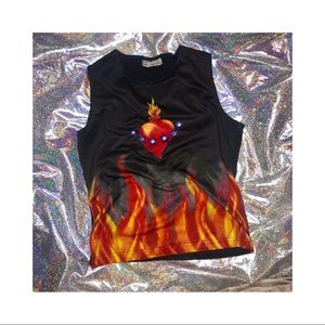 vintage self esteem heart on fire tank